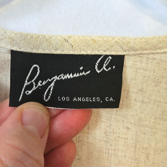 Benjamin A, Tunic, Blouse, Natural, Cream, Buttons, Side Slits, Tie Back, Sz 18 - Picture 3 of 17